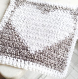 Heart Dishcloth PDF Crochet Pattern - Digital Download