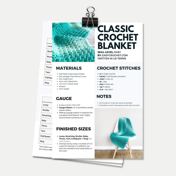 Ombre Classic Crochet PDF Crochet Pattern in Eight Sizes - Digital Download