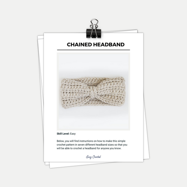 Chained Ear Warmer Crochet Pattern in Seven Sizes