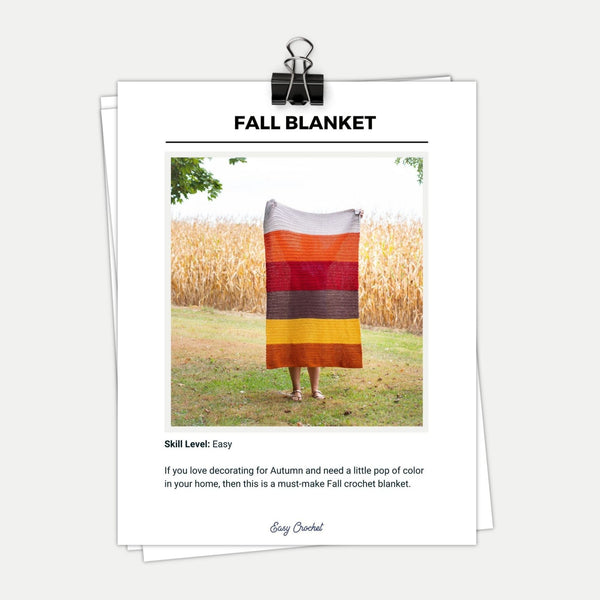 Easy Fall Blanket Crochet Pattern in 5 Sizes